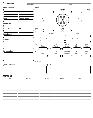 Image of HTML5 Starship Sheet